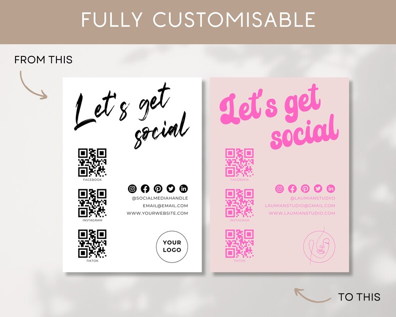 Lets Get Social Media Sign 5x7 Card Connect With Us Print Canva ...
