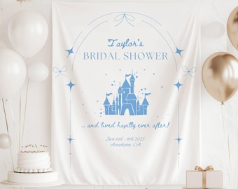 Happily Ever After Bridal Shower Banner | Princess Castle Backdrop | Personalized Wall Tapestry