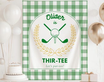 Golf 30th Birthday Banner Thir-tee Birthday Party Decor Personalized Golf Backdrop