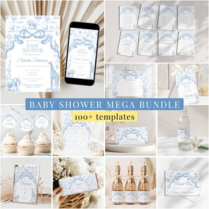 Blue Toile Baby Shower Welcome Sign Chinoiserie Boy Baby Shower Welcome Sign Editable Template Canva Welcome Sign Toile Baby Shower Decor image 10