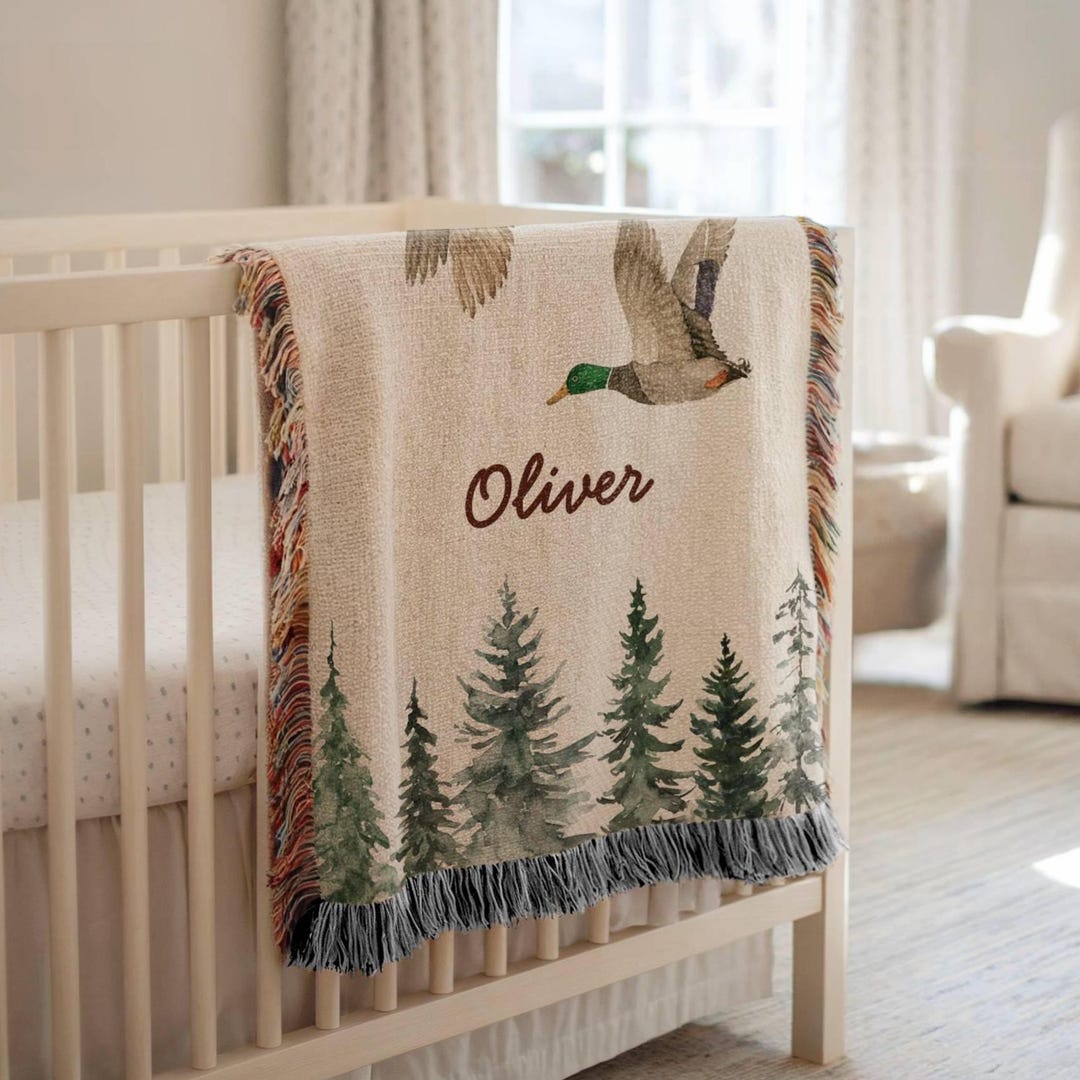 Duck Baby Name Blanket Personalized Mallard Woven Blanket Duck Baby ...