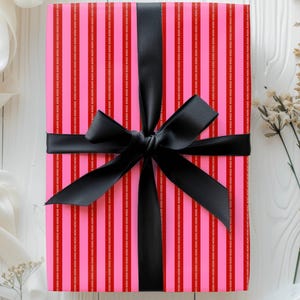 Carta da regalo a righe rosse e rosa Elegante carta da regalo per San Valentino Carta da regalo Love XOXO Rotolo di carta da regalo a righe rosa Carta da regalo XOXO Red Valentine