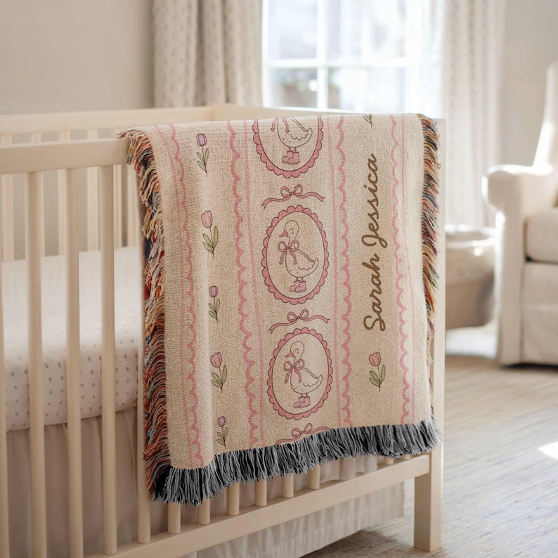 Silly Goose Woven Blanket Personalized Silly Goose Baby Shower Gift Baby Girl
