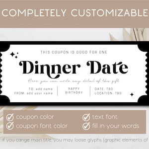 Voucher for Dinner Date Ticket for Gay Card Template Date Token