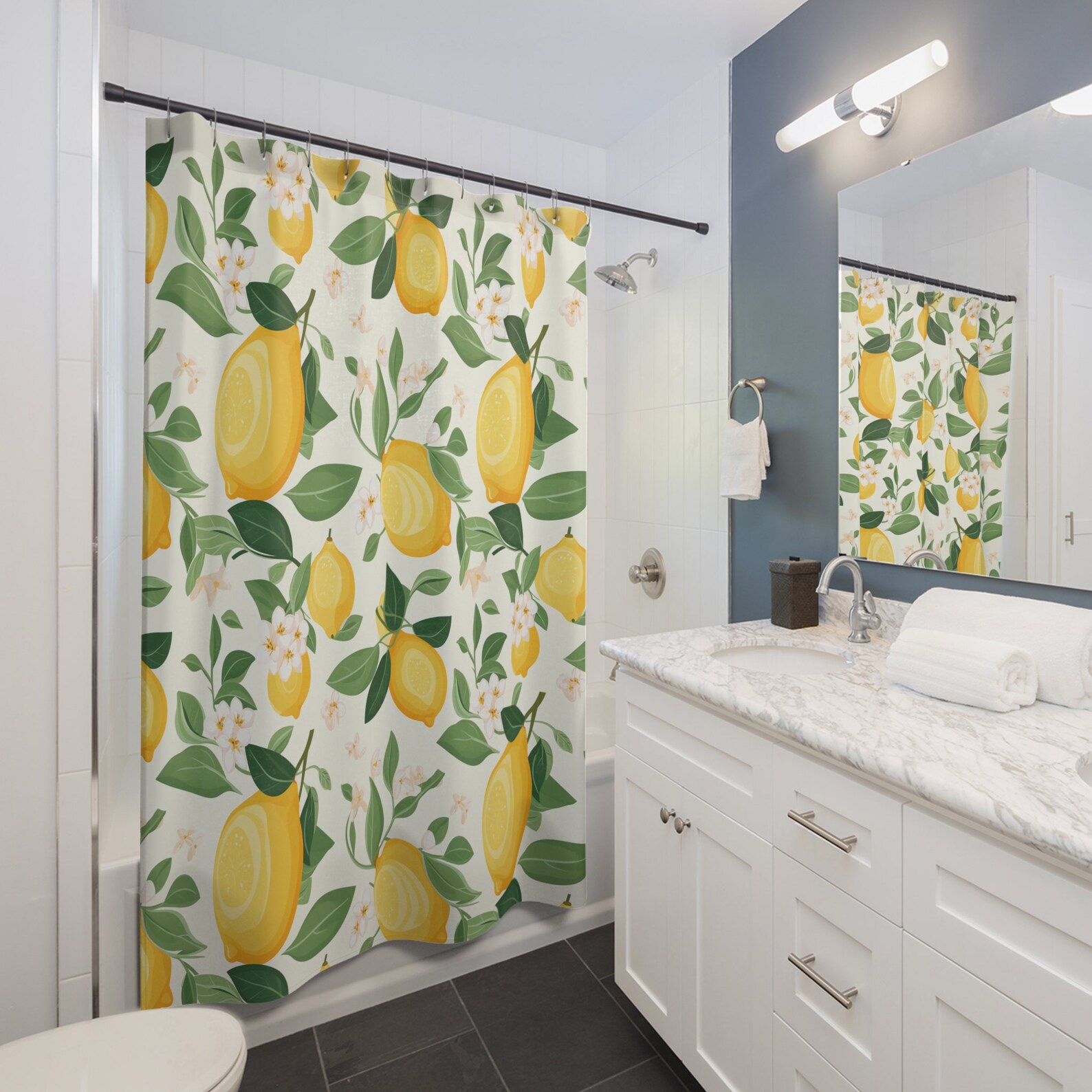 Lemon Shower Curtain Fruit Bath Curtain Student Flat Shower Curtain