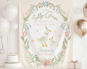 Silly Goose on the Loose Banner Silly Goose Baby Shower Backdrop Personalized Custom Sign