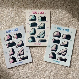 Rocks & Such Sticker Blatt | Niedliche ästhetische Aufkleber für Journals, Notizbücher, Planer und Scrapbooks