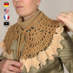 Bertha Crochet Collar Pattern, Oversized Peter Pan Tutorial, Sherpa Trimmed (PDF)
