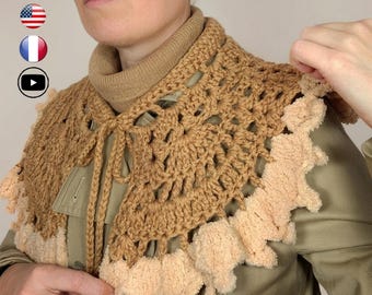 Bertha Crochet Collar Pattern, Oversized Peter Pan Tutorial, Sherpa Trimmed (PDF)