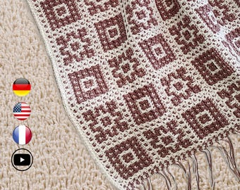 Chess Baby Blanket Crochet Pattern, Overlay Mosaic Tapestry Afghan (PDF Pattern)