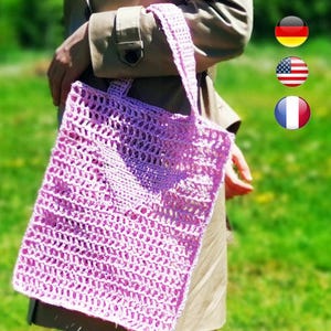 Häkelanleitung für eine Basttasche, französische Markttasche, lässiger Makramee-Stil (PDF-Anleitung)