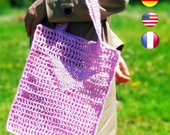 Raffia Crochet Bag Pattern, French Market Tote, Slouchy Macrame Style (PDF Pattern)