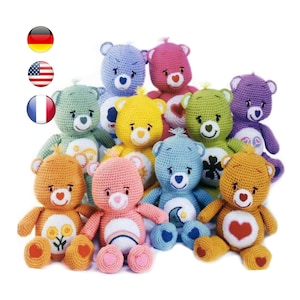 Crochet Pattern Vintage Care Bears in English, French and German