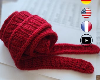 Sophie Crochet Skinny Scarf Pattern | I-Cord Edge Design (PDF Pattern)