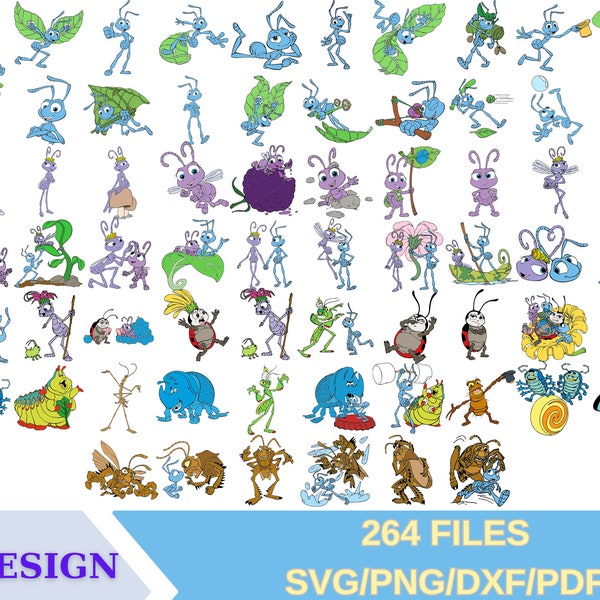 Easy to use 66 High quality designs (Layered SVG, DXF, PNG, pdf) bug's life svg, a bug's life svg, flik svg, bugs life svg, hopper svg