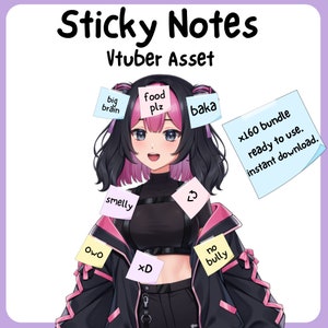 Pastel Sticky Note Bundle x 160 | Cute Stream Overlay | P2U Vtuber Stream Asset