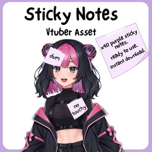 Purple Vtuber Sticky Note x40 | Cute Stream Overlay | P2U Vtuber Stream Asset
