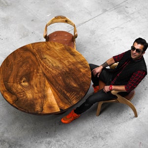 Black Walnut Live Edge Round Dining Table, Custom Kitchen Table