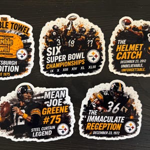 Pittsburgh Steelers Best Moments Die-Cut Sticker Collection – Set of 5 Football Stickers – Legends, Championships & Traditions