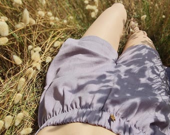 Linen Shorts – High-Waisted, Pockets, Elastic Waist, Lightweight Summer Clothing