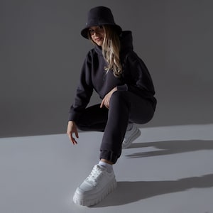Handmade Unisex Loose Fit Tracksuit Set | Custom Length Sweatpants | Warm Comfort Oasis Hoodie | Best Quality Cotton Jersey Fabric