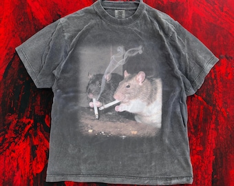 Smoking Rats Funny Meme Shirt - Grunge Rat Lover Gift - Weirdcore Trash Mammal Graphic Tee