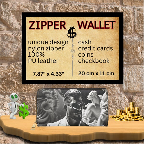 Brieftasche mit Reißverschluss Geldbörse Geldbeutel Portemonnaie Reißverschluss-Geldbörse Zipper Wallet Geldtasche Reißverschlussgeldbörse