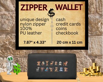 Zipper Wallet - "Sweet Baby Animals" - BLACK - ca 20x11cm, Moneybag, Amazing Colors, Gift for Kids, Gift for Girls, Unique, Nice Design