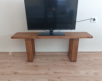 Wood Tv Stands Console Furniture,Handmade Media Turntable Stand for Indoor Decor, Rustic Walnut Television Cabinet