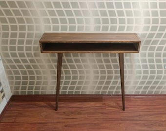 Wooden Console Table, Slim Entryway Table with Shelf