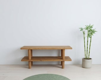 手作り木製玄関シューズラックベンチ、無垢材