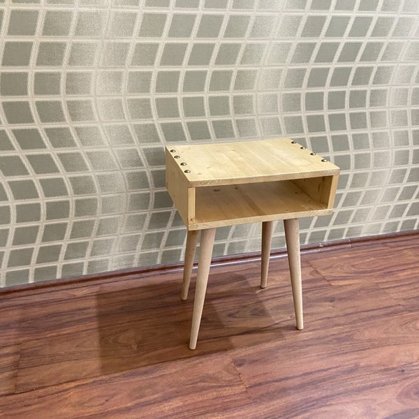 Modern Nightstand with wooden legs, wood bedside tables, mid Century table, Nightstand shelf,  handmade furniture,  bedside, unique style