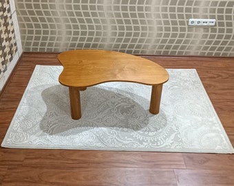 Live Edge Wood Coffee Table, Mid Century Modern Style