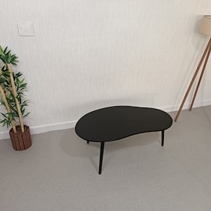 Wood Modern Style Coffee Table, Black Coffee Table, Round Coffee Table, Scandinavian Coffee Table,  Rustic Coffee Table, Wavy Coffee Table
