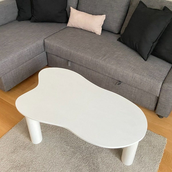 Wood Modern Style Coffee Table, White Coffee Table, Small Coffee Table, Rustic Coffee Table, Oval Coffee Table, Ellipse coffee table,