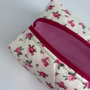 Handmade Floral Quilted Makeup Bag Cute Aesthetic Pouch image 10