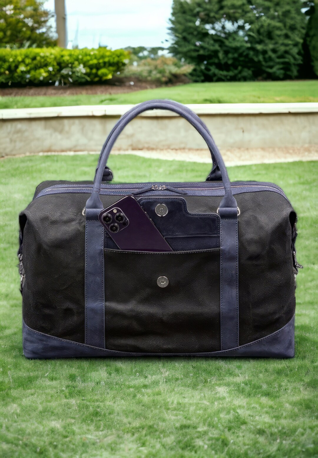 Luxury Canvas and Natural Leather Crazy Horse Travel Bag in the Best