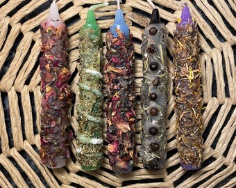 Hand Dressed Ritual Spell Candles for Love, Abundance, Healing, Psychic Power, Protection