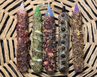 Hand Dressed Ritual Spell Candles for Love, Abundance, Healing, Psychic Power, Protection, Passion, Confidence, Creativity, New Beginnings