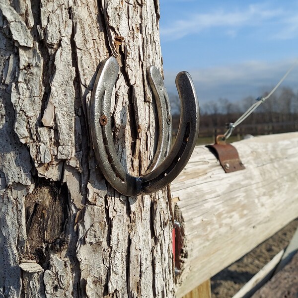 Horseshoe hook, coat hook, handmade rustic horseshoe hook
