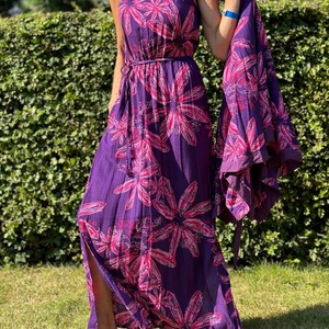Maxi Dress with Multi Adjustable Neckline, Elasticated Waist with Pockets: Beach Dress, Summer Dress, Cover up Maxi,