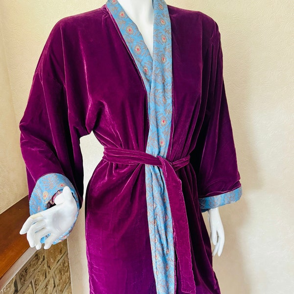 The Reversible Kimono Robe in Recycled Saree & Velvet | Silk Kimino Robe | Robes for Men | Robes for Women | Bridal Robe | Bridesmaid Robe