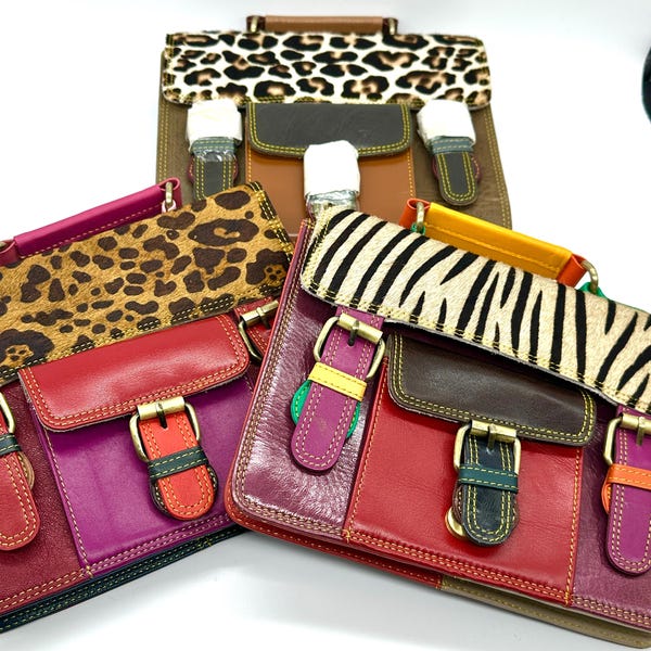 Bolsa transversal de couro reciclado: com pele de animal e disponível em várias cores, ecológica