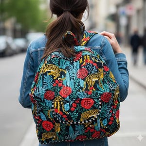 Pikowany bawełniany plecak dla kobiet: lekka, składana torba podróżna z nadrukiem zwierzęcym, tygrysim, kwiatowym lub azteckim