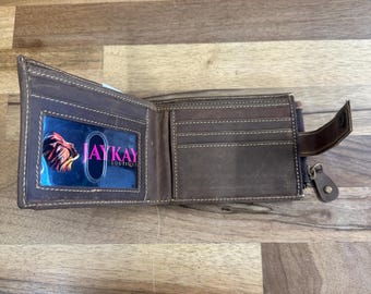 Mens Leather Bi-Fold Wallet with Pull Out Card Holder