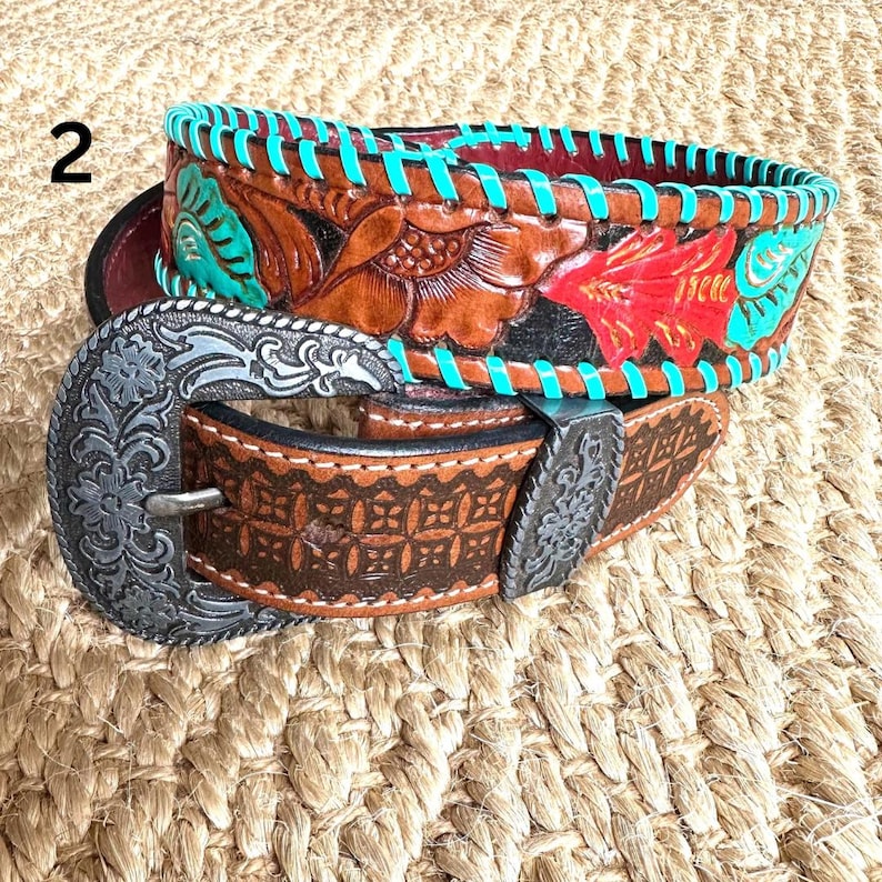 Hand Carved Leather Belts for Women and Men: With Various Floral ...