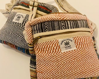 Handmade Hemp Rectangular Cross Body Bag 8" | Hemp Shoulder Bag | Handbag