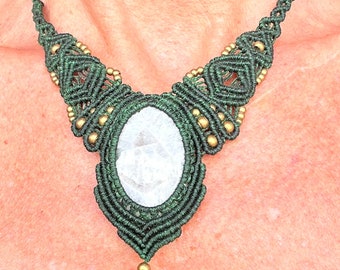 Moonstone Macrame Necklace | Macrame Necklace with Stone | Bohemian Necklace | Handmade Necklace | Moonstone Jewellery | Moonstone Pendant