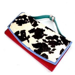 Animal Print Recycled Leather Clutch Wallet: Colorful Phone Purse