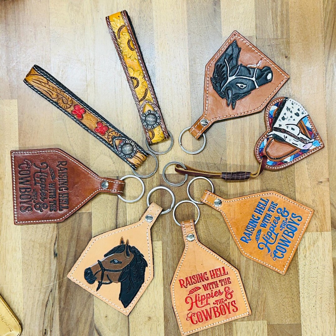 Leather Horse Keyring: Boho Cowboy Keychain, Oversized Key Tag - Etsy